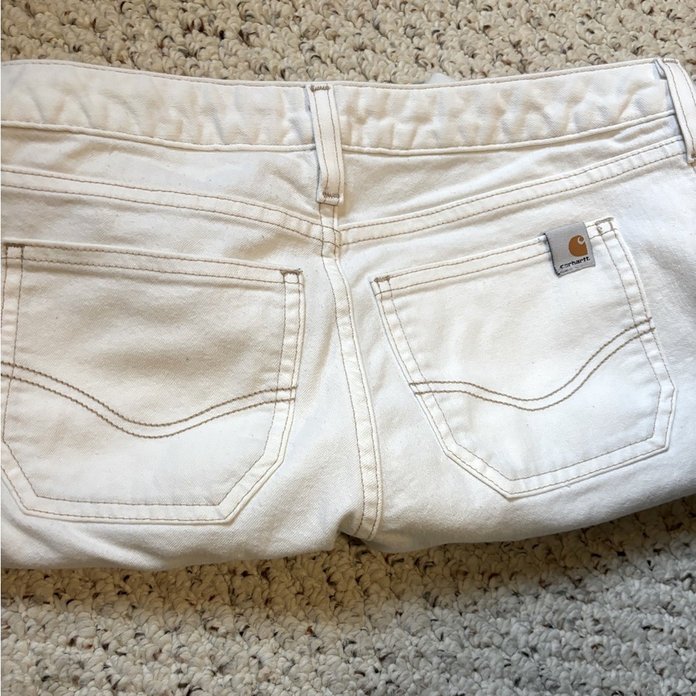 White Carrhart Jort Shorts